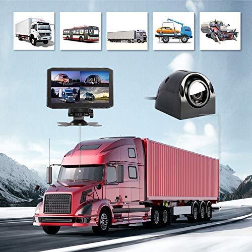 Vsysto Dash cam Backup Camera Front/Rear/Sides 4 Channels Waterproof Lens for Truck/Bus/Trailer/RV/Tractor DVR Camera Recording System with Dual Waterproof Infrared Night Vision Lens, 7.0'' Monitor