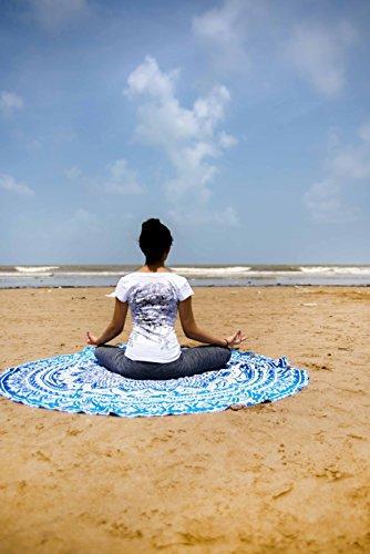 PAGISOFE Magenta Marvel Mandala Round Tapestry Hippie Indian Mandala Beach Blanket or Hippy Bohemian Table Cover or Boho Gypsy Cotton Tablecloth Beach Towel Meditation Round Yoga Mat - 72 Inches, Pink