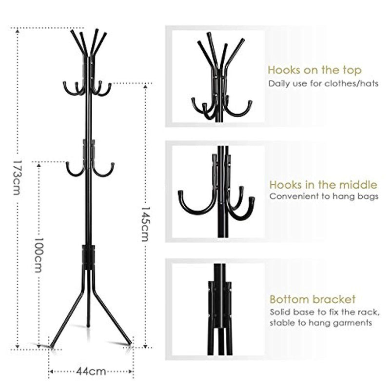 INTEY Wall Mounted Coat Rack, Heavy Duty Hooks Hanger Rack for Coats, Bags, Scarves, Towels and Umbrellas, Stainless Steel (8 Hooks)