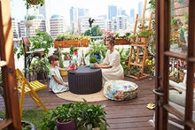 Load image into Gallery viewer, Keter Circa 37 Gallon Round Deck Box, Patio Table for Outdoor Cushion Storage, Brown
