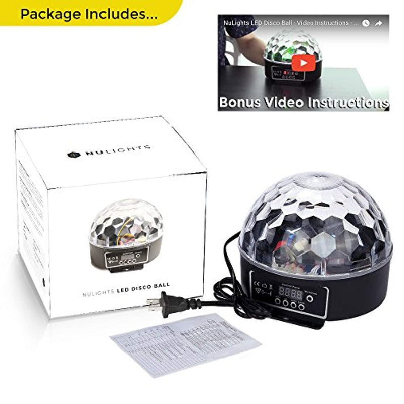 LED Disco Ball by NuLights - RGB LED Party Lights - 100% RISK FREE! Best for Kids Parties, DJ & Mood Lighting. Party Light for Indoors/Outdoors - DMX, Sound Activated, Digital Display, 5 Color