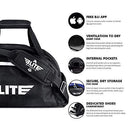 Elite Sports Boxing Gym Duffle Bag for MMA, BJJ, Jiu Jitsu Gear, Duffel Athletic Gym Backpack with Shoes Compartment