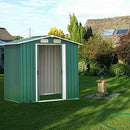 CrownLand outdoor storage shed 4x7 FT tool house garden backyard with roof green white