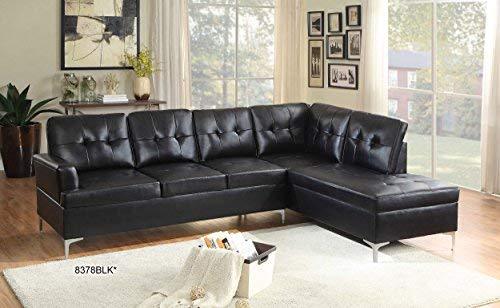 Homelegance Barrington 109" x 108" PU Leather Chaise Sofa, Gray