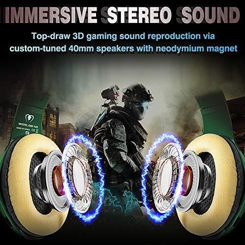 PS4 Gaming Headset with mic, Beexcellent Xbox One Headset with Stereo Sound Noise Isolation Memory Foam LED Light for PC Laptop Tablet