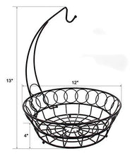 Load image into Gallery viewer, TQVAI Wire Fruit Basket Bowl with Banana Hook Hanger, Black
