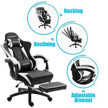 Load image into Gallery viewer, Dowinx Gaming Chair Ergonomic Racing Style Recliner with Massage Lumbar Support, Office Armchair for Computer PU Leather E-Sports Gamer Chairs with Retractable Footrest (Black&amp;Purple)
