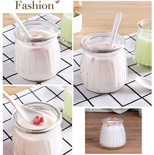 Encheng 4 oz Clear Glass Jars With Lids,Glass Yogurt Container With Caps(PE),Replacement Glass Pudding Jars Yogurt Jars,Clear Glass Containers For Milk,Ramekin,Jams,Jelly,Mousse 20 Pack