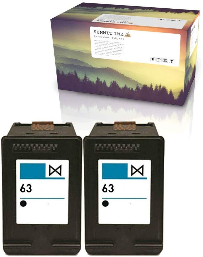 Summit Ink Remanufactured Ink Cartridge Replacement 2 Pack for HP 63 for Deskjet 1110 2130 3630 Envy 4512 4520 4522 Officejet 3830 4650 4655 Printers (2 Black)