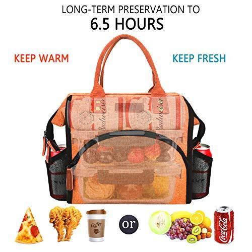 Lunch Bag, KOMUEE Insulated Lunch Box Wide-Open Lunch Tote Bag Large Drinks Holder Durable Nylon Thermal Snacks Organizer for Women Men Adults College Work Picnic Hiking Beach Fishing (green)