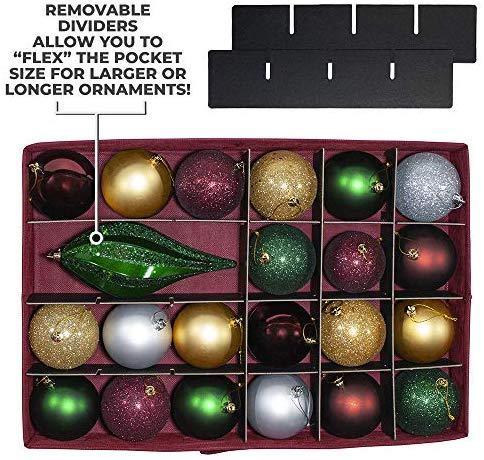 612 Vermont Christmas Ornament Storage Box with 3 Slide Out Trays, Adjustable Acid-Free Dividers, 20 Inch x 14 Inch x 10 Inch, Holds 72-3 Inch Ornaments