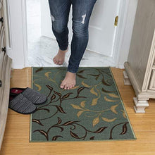 Load image into Gallery viewer, Ottomanson Otto Home Contemporary Leaves Design Modern Area Rug Hallway Runner, 2&#39;7&quot; X 9&#39;10&quot;, Sage Green/Aqua Blue
