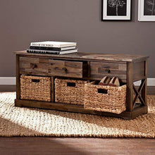 Load image into Gallery viewer, Southern Enterprises Jayton 2-Basket Storage Shelf, Brown
