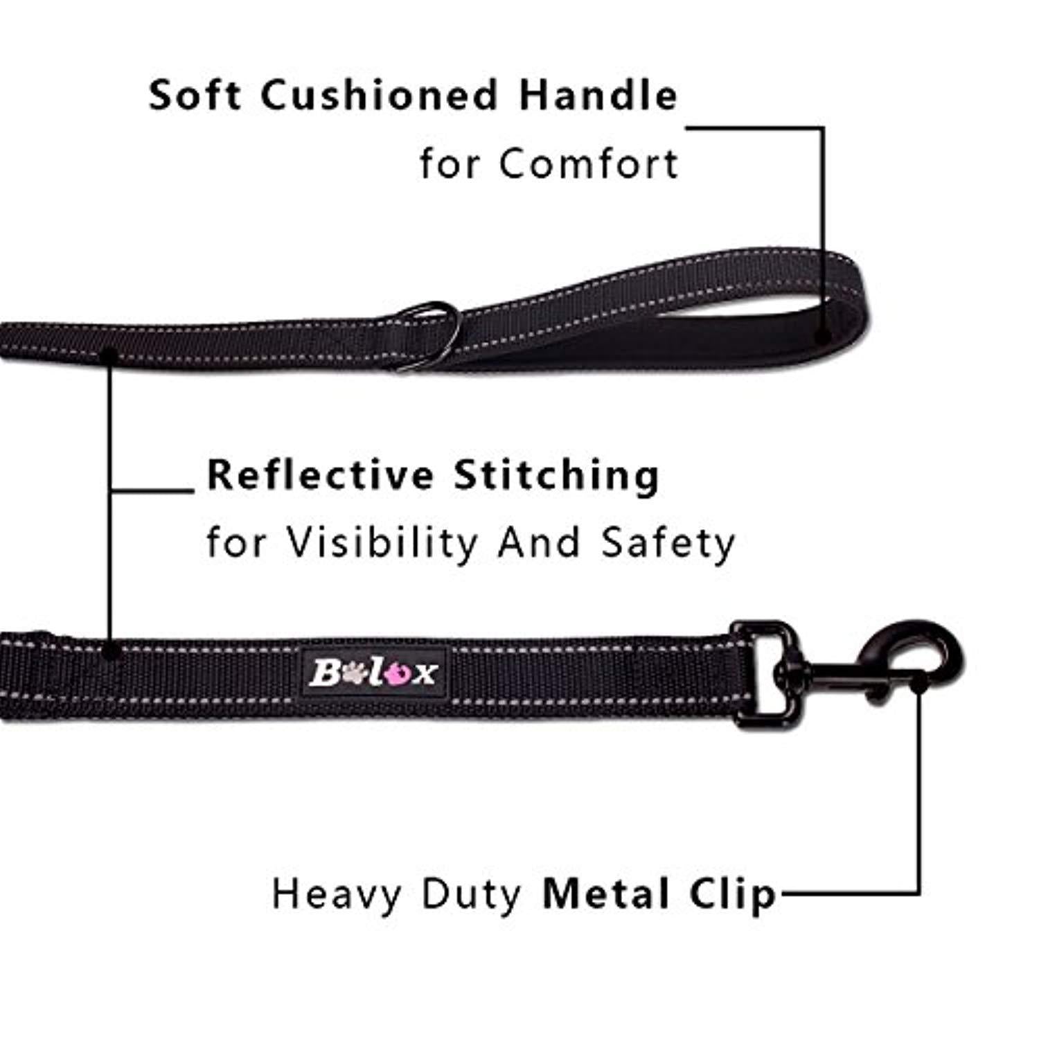 Bolux Dog Leash Traffic Control Dual Padded Handle Heavy Duty 3M Reflective 5ft Long Training Leash Lead Greater Control Safety Training Perfect for Large Medium Dogs