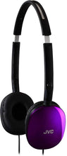 Load image into Gallery viewer, JVC Black Flat and Foldable Colorful Flats On Ear Headphone with 3.94 foot Gold Plated Phone Slim Plug HAS160B
