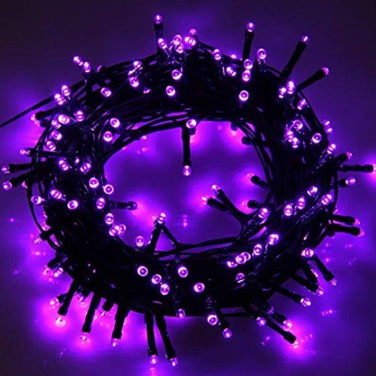 Solar Christmas String Lights, 300 LED 92ft Halloween Lights, Xmas Decorative Lights 8 Modes Outdoor Fairy Lighting for Indoor Outdoor Home Garden Patio Wedding Holiday Halloween Theme Party Purple