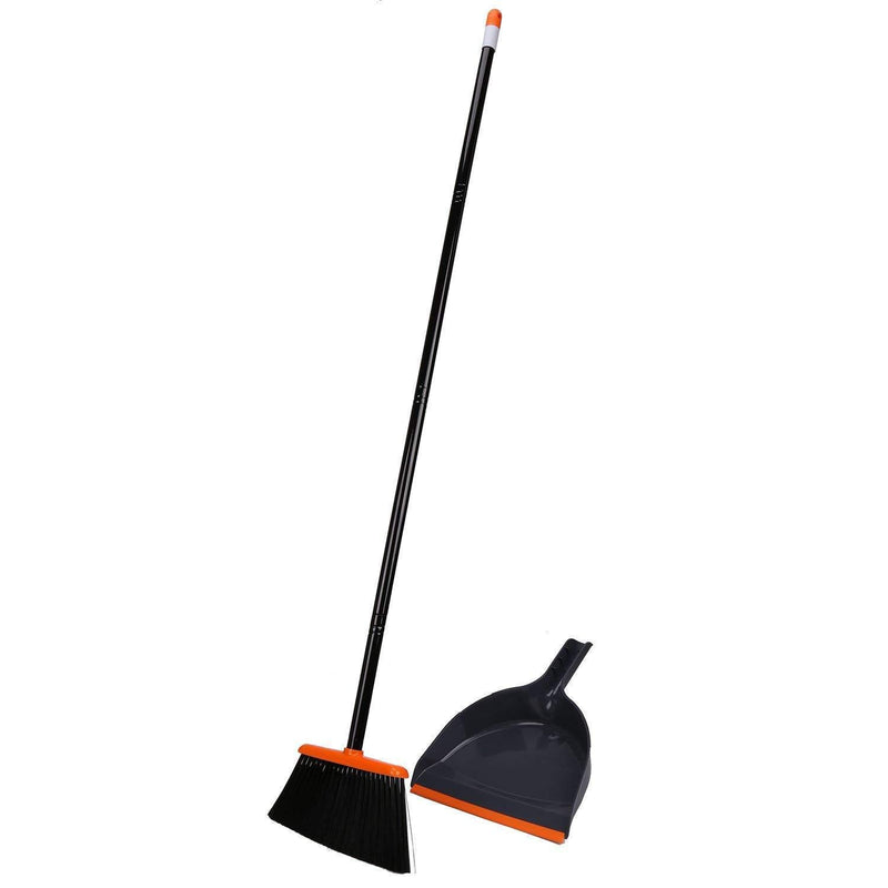 TreeLen Angle Broom and Dustpan, Dust Pan Snaps On Broom Handles - Orange