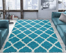 Load image into Gallery viewer, Ottomanson Collection shag Trellis Area Rug, 5&#39;3&quot; x 7&#39;, Gray
