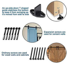 Load image into Gallery viewer, Homlux 6ft Heavy Duty Sturdy Sliding Barn Door Hardware Kit Single Door - Smoothly and Quietly - Simple and Easy to Install - Fit 1 3/8-1 3/4&quot; Thickness Door Panel(Black)(J Shape Hangers)
