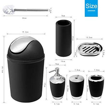 Load image into Gallery viewer, 6 Piece Bathroom Accessories Set,Plastic Bath Ensemble Bath Set Lotion Bottles, Toothbrush Holder, Tooth Mug, Soap Dish, Toilet Brush, Trash Can (white)
