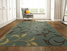 Load image into Gallery viewer, Ottomanson Otto Home Contemporary Leaves Design Modern Area Rug Hallway Runner, 2&#39;7&quot; X 9&#39;10&quot;, Sage Green/Aqua Blue
