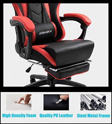 Dowinx Gaming Chair Ergonomic Racing Style Recliner with Massage Lumbar Support, Office Armchair for Computer PU Leather E-Sports Gamer Chairs with Retractable Footrest (Black&Purple)