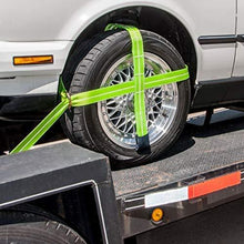Load image into Gallery viewer, VULCAN High-Viz Adjustable Loop Auto Tie Downs with Snap Hook - 3300 lbs. Safe Working Load, 4 Pack - Easily Trailer Any Car, Truck, SUV, Jeep, Or Sportscar
