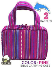 Load image into Gallery viewer, Bible Covers for Women &amp; Girls | Bible Carrying Case | Small-Medium Bible Cover with Handles | Soft Carrying Case Fabric | Multiple Colors Available | with Pen Holders | 100% Cotton Material (Purple)
