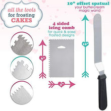 Load image into Gallery viewer, ForeverSmooth 12 Inch Cake Turntable - Quietest Smoothest Rotating Stand and Decorating Supplies Kit Complete w/Offset Spatula, 4 Side Icing Bench Scraper, Lifter Board a Perfect Frosting Baking Set
