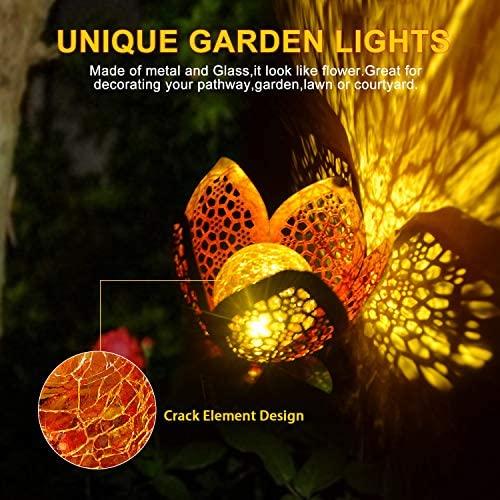 ATHLERIA Garden Solar Lights Outdoors, 2pack Pathway Hollow Flower Stake Lights Waterproof Landscape Led Decorative Light for Patio, Walkways,Courtyard, Path,Yard, Lawn(Warm White)