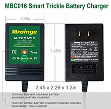 Load image into Gallery viewer, Mroinge MBC016 6V / 12V 1A Fully Automatic trickle Battery Charger/maintainer for Automotive Vehicle Motorcycle Lawn Mower ATV RV powersport Boat, Sealed Deep-Cycle AGM Gel Cell Lead Acid Batteries
