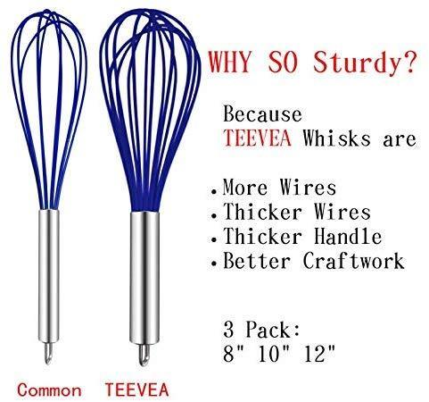 TEEVEA Danish Whisk Stainless Steel Dutch Style Bread Dough Hand Mixer Wooden Handle Kitchen Baking Tools Artisian Blender, Dough Whisk, Dough Whisk