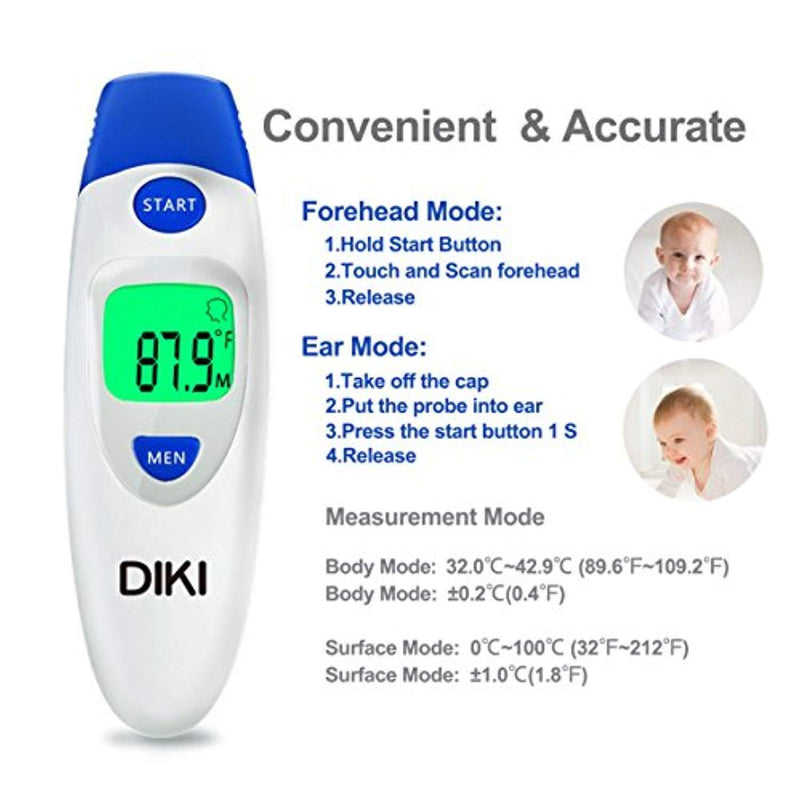 Baby Ear and Forehead Thermometer, Digital Medical Infrared Fever Thermometer, Accurate Instant Read For Toddler Infant Kids Children Adult by DIKI