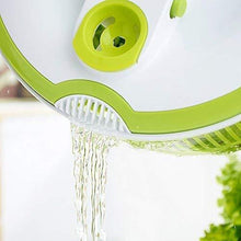 Load image into Gallery viewer, DenSan Crank Handle &amp; Locking Lid Multifunction 4.5 Quart Manual Good Grips Vegetables Dryer Dry Off Drain Quick Filter Lettuce vegetable Salad Spinner(Green)
