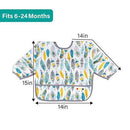 3 Pcs Long Sleeved Bib Set | Baby Waterproof Bibs with Pocket Bundle | Toddler Bib with Sleeves and Crumb Catcher | Stain and Odor Resistance Play Smock Apron - Pack of 3 | 6-24 Months