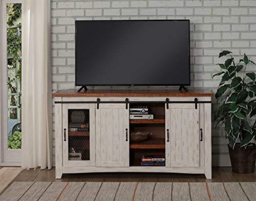 Martin Svensson Home Taos 65" TV Stand, Antique White & Aged Distressed Pine, Antique White and Aged Distressed Pine