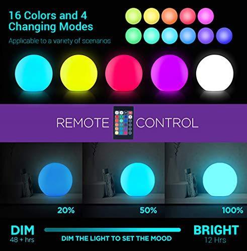 LED Light Ball LOFTEK: 8-inch RGB Dimmable Globe Mood Lamp with Remote Control, 16 Colors Changing Floating Pool Lights, 5V USB Fast Charging, IP68 Waterproof Orbs,Perfect for Nursery or Decor Use