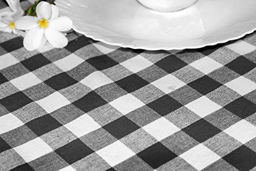 COTTON CRAFT Buffalo Check Cotton Table Cloth - 60" x 102" Size - Black and White Plaid for Wedding, Part, Home Dinning Wedding, Kitchen Picnic