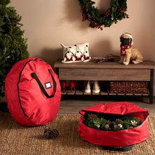 Load image into Gallery viewer, 2-Pack Christmas Wreath Storage Bag 36&quot; - Artificial Wreaths, Durable Handles, Dual Zipper &amp; Card Slot, Holiday Xmas Tear Resistant Storage Container 420D Oxford Fabric by ZOBER
