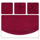 LimBridge Christmas Tree Skirt, 48 inches Cable Knit Knitted Thick Rustic Xmas Holiday Decoration, Burgundy