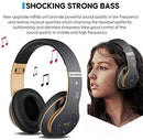 6S Wireless Headphones Over Ear,Noise Cancelling Foldable Wireless Stereo Headsets Earbuds with Built-in Mic, Micro SD/TF, FM for iPhone/Samsung/iPad/PC (Black & Gold)