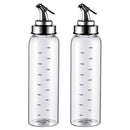 Kingrol 2 Pack Oil Cruet Glasses, 17 oz Olive Oil and Vinegar Dispenser with Degree Scale - No Drip Glass Bottles for Oil