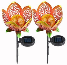 Load image into Gallery viewer, ATHLERIA Garden Solar Lights Outdoors, 2pack Pathway Hollow Flower Stake Lights Waterproof Landscape Led Decorative Light for Patio, Walkways,Courtyard, Path,Yard, Lawn(Warm White)
