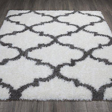 Load image into Gallery viewer, Ottomanson Flokati Trellis Design Shag Runner Rug, 2&#39; x 5&#39;, Dark Gray
