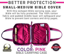 Load image into Gallery viewer, Bible Covers for Women &amp; Girls | Bible Carrying Case | Small-Medium Bible Cover with Handles | Soft Carrying Case Fabric | Multiple Colors Available | with Pen Holders | 100% Cotton Material (Purple)
