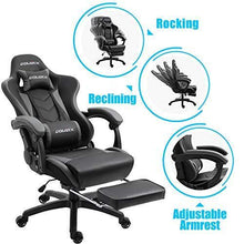 Load image into Gallery viewer, Dowinx Gaming Chair Ergonomic Racing Style Recliner with Massage Lumbar Support, Office Armchair for Computer PU Leather E-Sports Gamer Chairs with Retractable Footrest (Black&amp;Purple)
