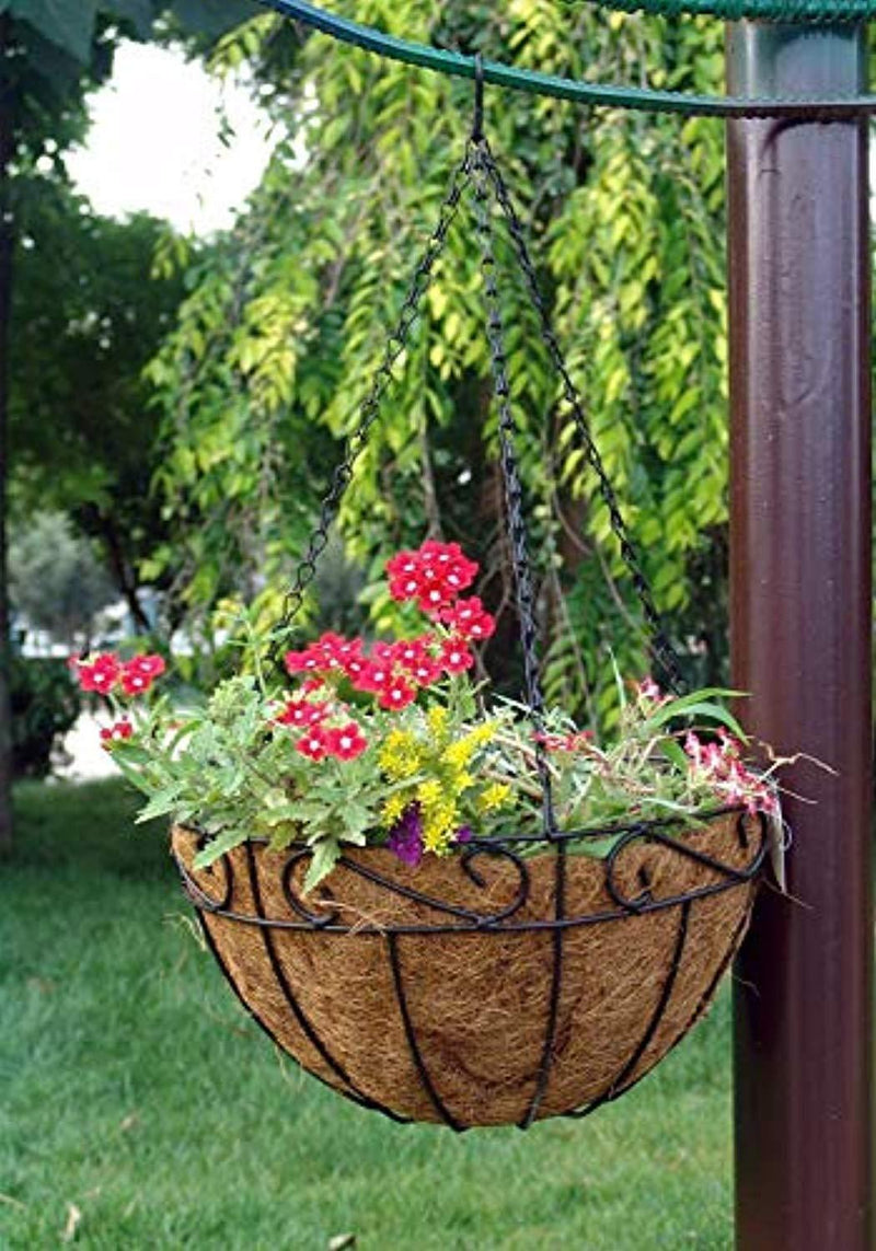 Amagabeli 4 Pack Metal Hanging Planter Basket with Coco Coir Liner 14 Inch Round Wire Plant Holder with Chain Porch Decor Flower Pots Hanger Garden Decoration Indoor Outdoor Watering Hanging Baskets
