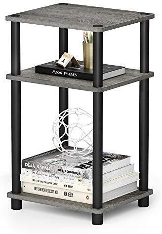 FURINNO Just 3-Tier End Table, 1-Pack, White/White