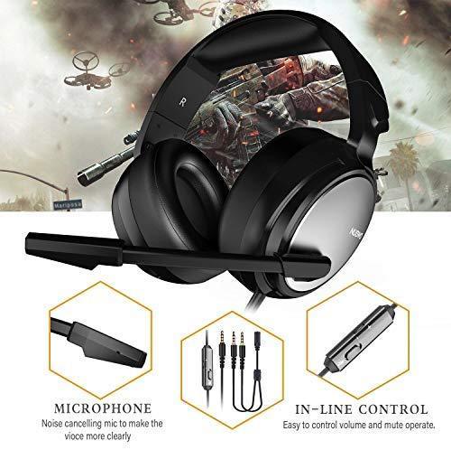 Gaming Headset for PS4, Xbox One, PC, Professional 50mm Driver, 3.5mm Surround Stereo Game Headphones with Noise Cancelling Mic & Volume Control