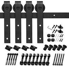 Load image into Gallery viewer, Homlux 6ft Heavy Duty Sturdy Sliding Barn Door Hardware Kit Single Door - Smoothly and Quietly - Simple and Easy to Install - Fit 1 3/8-1 3/4&quot; Thickness Door Panel(Black)(J Shape Hangers)
